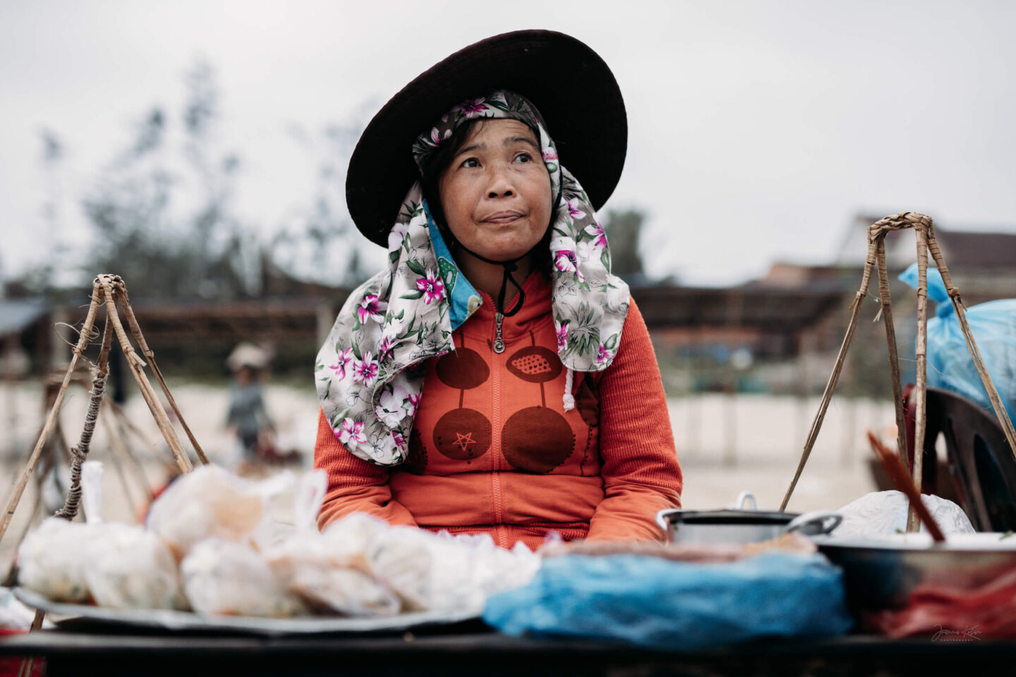   A woman sells seafood in a coastal fishing village near Hoi An, Central Vietnam.