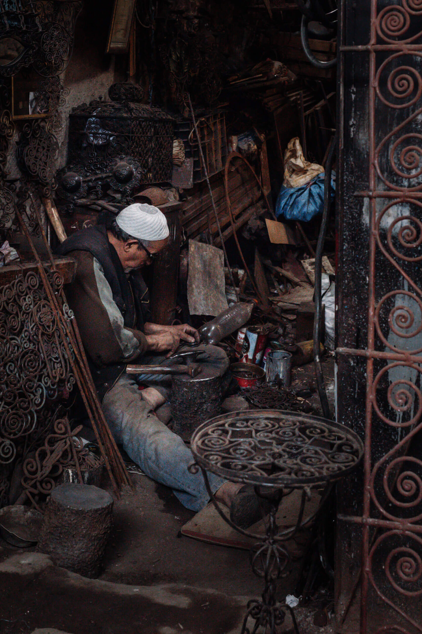An artisan at work in the medina of Marrakech