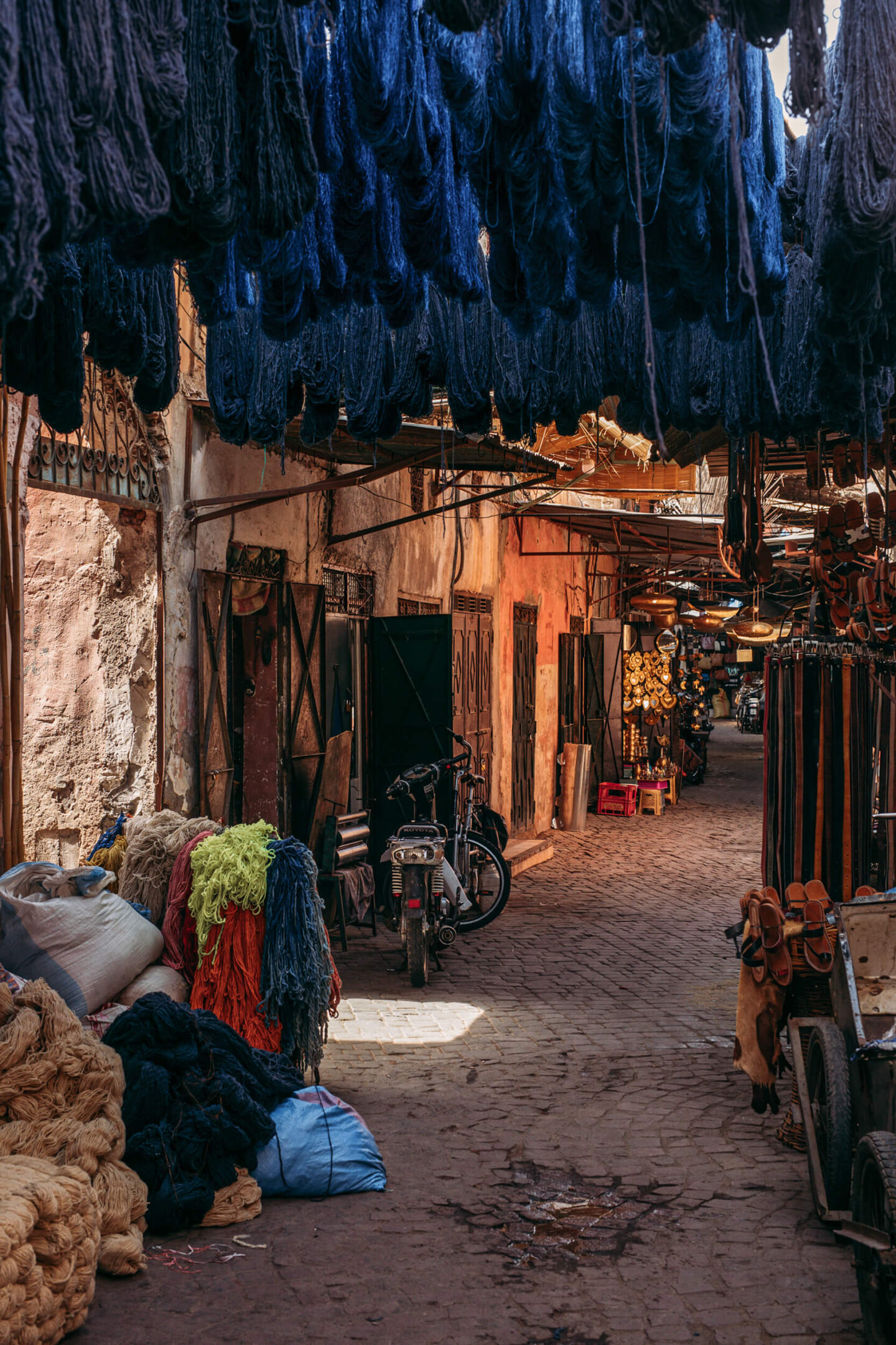 dyer's market in the medina of Marrakech 